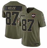 Men's Kansas City Chiefs #87 Travis Kelce Olive 2025 Salute to Service Limited Stitched Jersey Dyin,baseball caps,new era cap wholesale,wholesale hats