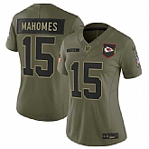 Women's Kansas City Chiefs #15 Patrick Mahomes Olive 2025 Salute to Service Limited Stitched Jersey Dyin,baseball caps,new era cap wholesale,wholesale hats