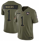 Men's New York Giants #1 Malik Nabers Olive 2025 Salute to Service Limited Stitched Jersey Dyin,baseball caps,new era cap wholesale,wholesale hats