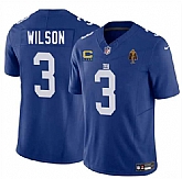 Men's New York Giants #3 Russell Wilson Blue 2025 F.U.S.E. With 4-star C Patch And Walter Payton Patch Vapor Untouchable Limited Stitched Jersey Dzhi,baseball caps,new era cap wholesale,wholesale hats