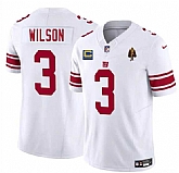 Men's New York Giants #3 Russell Wilson White 2025 F.U.S.E. With 4-star C Patch And Walter Payton Patch Vapor Untouchable Limited Stitched Jersey Dzhi,baseball caps,new era cap wholesale,wholesale hats