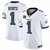 Men's Philadelphia Eagles #1 Jalen Jurts White 2025 F.U.S.E. With 4-Star C Patch Vapor Untouchable Limited Stitched Jersey Dzhi,baseball caps,new era cap wholesale,wholesale hats