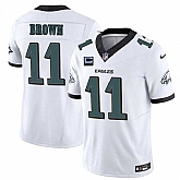 Men's Philadelphia Eagles #11 A.J. Brown White 2025 F.U.S.E. With 3-Star C Patch Vapor Untouchable Limited Stitched Jersey Dzhi,baseball caps,new era cap wholesale,wholesale hats