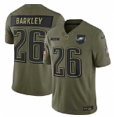 Men's Philadelphia Eagles #26 Saquon Barkley Olive 2025 Salute to Service Limited Stitched Jersey Dyin,baseball caps,new era cap wholesale,wholesale hats