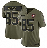 Men's San Francisco 49ers #85 George Kittle Olive 2025 Salute to Service Limited Stitched Jersey Dyin,baseball caps,new era cap wholesale,wholesale hats