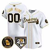 Men's Atlanta Braves Customized White Gold 2024 Spring Training Patch Limited Stitched Baseball Jersey,baseball caps,new era cap wholesale,wholesale hats