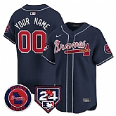 Men's Atlanta Braves Customized Navy 2024 Spring Training Patch Limited Stitched Baseball Jersey,baseball caps,new era cap wholesale,wholesale hats