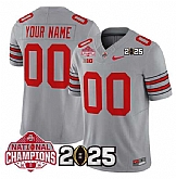 Men's Ohio State Buckeyes Active Player Custom Gray 2025 CFP Final With National Champions Patch F.U.S.E. Vapor Limited Stitched Jersey,baseball caps,new era cap wholesale,wholesale hats