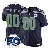 Men's Seattle Seahawks Active Player Custom Navy 2025 F.U.S.E. 50th Anniversary Patch Vapor Limited Stitched Jersey,baseball caps,new era cap wholesale,wholesale hats