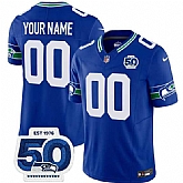 Men's Seattle Seahawks Active Player Custom Royal 2025 F.U.S.E 50th Anniversary Patch Throwback Vapor Limited Stitched Jersey,baseball caps,new era cap wholesale,wholesale hats