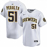 Men's Milwaukee Brewers #51 Freddy Peralta White Alternate Limited Stitched Jersey Dzhi,baseball caps,new era cap wholesale,wholesale hats