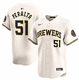 Men's Milwaukee Brewers #51 Freddy Peralta Cream Limited Stitched Jersey Dzhi,baseball caps,new era cap wholesale,wholesale hats