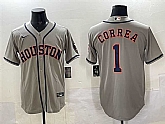 Men's Houston Astros #1 Carlos Correa Gray Cool Base Stitched Jersey,baseball caps,new era cap wholesale,wholesale hats