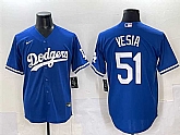 Men's Los Angeles Dodgers #51 Alex Vesia Blue Cool Base Stitched Jersey,baseball caps,new era cap wholesale,wholesale hats