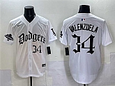 Men's Los Angeles Dodgers #34 Fernando Valenzuela White 2025 LA Gothic Style With 2024 World Series Champions Patch Vapor Premier Limited Stitched Jersey,baseball caps,new era cap wholesale,wholesale hats
