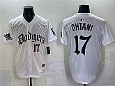 Men's Los Angeles Dodgers #17 Shohei Ohtani White 2025 LA Gothic Style With 2024 World Series Champions Patch Vapor Premier Limited Stitched Jersey,baseball caps,new era cap wholesale,wholesale hats