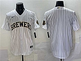 Men's Milwaukee Brewers Blank White Pinstripe 2025 With Patch Stitched Jersey,baseball caps,new era cap wholesale,wholesale hats