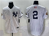 Men's New York Yankees #2 Derek Jeter White Strip World Series Limited Stitched Jersey,baseball caps,new era cap wholesale,wholesale hats