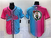 Men's Boston Celtics Team Big Logo Pink Blue Limited Stitched Baseball Jersey,baseball caps,new era cap wholesale,wholesale hats