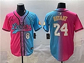 Men's Los Angeles Lakers Front #8 Back #24 Kobe Bryant Pink Blue Limited Stitched Jersey,baseball caps,new era cap wholesale,wholesale hats