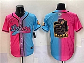 Men's Los Angeles Lakers Team Big Logo Pink Blue Limited Stitched Baseball Jersey,baseball caps,new era cap wholesale,wholesale hats
