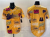 Men's Los Angeles Lakers Blank Yellow Limited Stitched Baseball Jersey,baseball caps,new era cap wholesale,wholesale hats