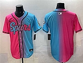 Men's San Antonio Spurs Blank Pink Blue Limited Stitched Baseball Jersey,baseball caps,new era cap wholesale,wholesale hats