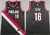 Men's Portland Trail Blazers #16 Yang Hansen Black Icon Edition Stitched Basketball Jersey,baseball caps,new era cap wholesale,wholesale hats