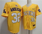 Men's LSU Tigers #32 Kade Anderson Gold 2025 Stitched Baseball Jersey,baseball caps,new era cap wholesale,wholesale hats
