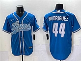 Men's Detroit Lions #44 Malcolm Rodriguez Blue Cool Base Stitched Baseball Jersey,baseball caps,new era cap wholesale,wholesale hats