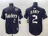 Men's Las Vegas Raiders #2 Ashton Jeanty Black 'Gothic Sin City Shadows Edition' With 65th Anniversary Patch Vapor Limited Stitched Baseball Jersey,baseball caps,new era cap wholesale,wholesale hats