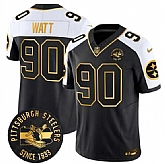 Men's Pittsburgh Steelers #90 T.J. Watt Black Gold Alternate F.U.S.E. Throwback 1933 Patch Vapor Untouchable Limited Stitched Jersey Dzhi,baseball caps,new era cap wholesale,wholesale hats
