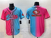 Men's San Francisco 49ers Team Big Logo Pink Blue Limited Stitched Baseball Jersey,baseball caps,new era cap wholesale,wholesale hats