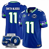 Men's Seattle Seahawks #11 Jaxon Smith-Njigba Royal 2025 F.U.S.E 50th Season Patch Throwback Vapor Limited Stitched Jersey Dzhi,baseball caps,new era cap wholesale,wholesale hats