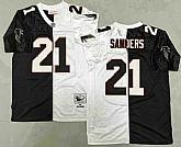Men's Atlanta Falcons #21 Deion Sanders Black White Split 1992 Throwback Jersey,baseball caps,new era cap wholesale,wholesale hats