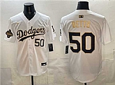 Men's Los Angeles Dodgers #50 Mookie Betts White Gold 2025 World Series Champions Patch Limited Stitched Jersey Dzhi,baseball caps,new era cap wholesale,wholesale hats