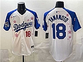 Men's Los Angeles Dodgers #18 Yoshinobu Yamamoto White Royal 2025 World Series Champions Patch Tokyo Series Limited Stitched Jersey Dzhi,baseball caps,new era cap wholesale,wholesale hats