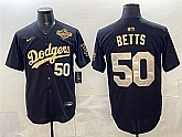 Men's Los Angeles Dodgers #50 Mookie Betts Black Gold 2025 World Series Patch Limited Stitched Jersey Dzhi,baseball caps,new era cap wholesale,wholesale hats