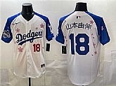 Men's Los Angeles Dodgers #18 Yamamoto White Royal 2025 World Series Champions Patch Tokyo Series Limited Stitched Jersey Dzhi,baseball caps,new era cap wholesale,wholesale hats