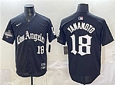 Men's Los Angeles Dodgers #18 Yoshinobu Yamamoto Black LA Gothic Style With 2025 World Series Champions Patch Limited Stitched Jersey Dzhi,baseball caps,new era cap wholesale,wholesale hats