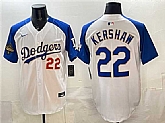 Men's Los Angeles Dodgers #22 Clayton Kershaw White Royal 2025 World Series Champions Patch Limited Stitched Jersey Dzhi,baseball caps,new era cap wholesale,wholesale hats