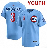 Youth Chicago Cubs #3 Alex Bregman light Blue alternate limited jersey Dzhi,baseball caps,new era cap wholesale,wholesale hats