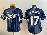 Youth Los Angeles Dodgers #17 Ohtani Navy Pinstripe 2025 World Series Champions Patch Cool Base Stitched Jersey Dzhi,baseball caps,new era cap wholesale,wholesale hats