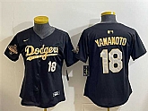 Youth Los Angeles Dodgers #18 Yoshinobu Yamamoto Black Gold 2025 World Series Champions Patch Limited Stitched Jersey Dzhi,baseball caps,new era cap wholesale,wholesale hats
