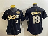 Youth Los Angeles Dodgers #18 Yoshinobu Yamamoto Black Gold 2025 World Series Patch Limited Stitched Jersey Dzhi,baseball caps,new era cap wholesale,wholesale hats