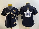 Youth Toronto Blue Jays & Leafs Black Gold 2025 American League Champions With White Leafs Logo Limited Stitched Jersey Dzhi,baseball caps,new era cap wholesale,wholesale hats