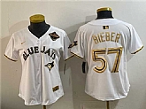 Youth Toronto Blue Jays #57 Shane Bieber White Gold 2025 American League Champions Limited Stitched Jersey Dzhi,baseball caps,new era cap wholesale,wholesale hats