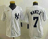 Youth New York Yankees #7 Mickey Mantle White Throwback Stitched Cool Base Nike Jersey,baseball caps,new era cap wholesale,wholesale hats