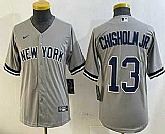 Youth New York Yankees #13 Jazz Chisholm Jr Grey Cool Base Stitched Jersey,baseball caps,new era cap wholesale,wholesale hats