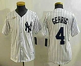 Youth New York Yankees #4 Lou Gehrig White Throwback Stitched Cool Base Nike Jersey,baseball caps,new era cap wholesale,wholesale hats